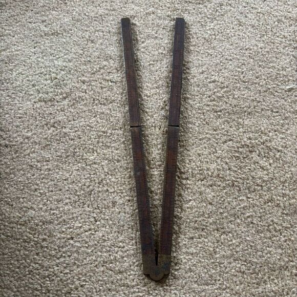 Stanley Rule #68 Folding 24” Ruler Wood With Brass Hinges - Picture 4 of 4